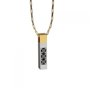 Amuleto Pingente de Ouro Amarelo e Ouro Branco 18K com pedras de Diamante Negro Felipe Aloisi Joalheiro Laroc