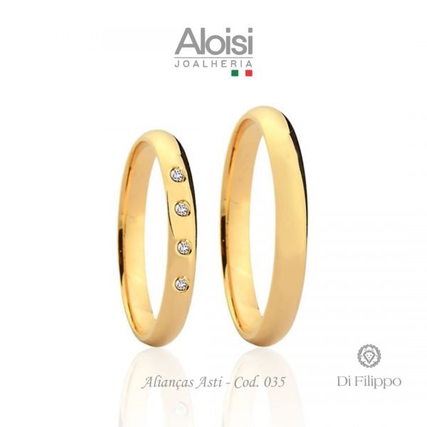 Alianças Casamento Ouro Amarelo 18k - Asti -Di Filippo