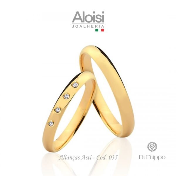 Alianças Casamento Ouro Amarelo 18k - Asti -Di Filippo