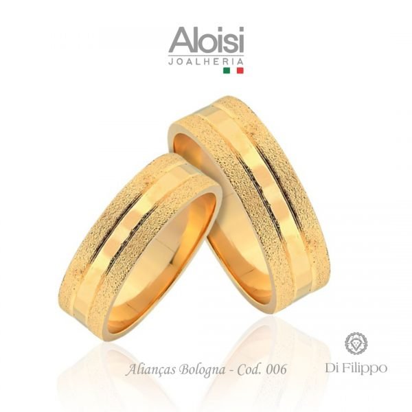 Alianças Casamento Ouro Amarelo 18k - Bologna -Di Filippo