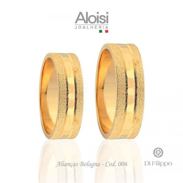 Alianças Casamento Ouro Amarelo 18k - Bologna -Di Filippo