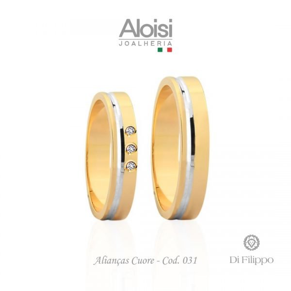 Alianças Casamento Ouro Amarelo 18k - Cuore -Di Filippo