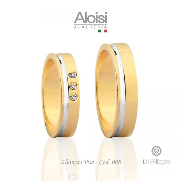 Alianças Casamento Ouro Amarelo 18k - Pisa - Di Filippo