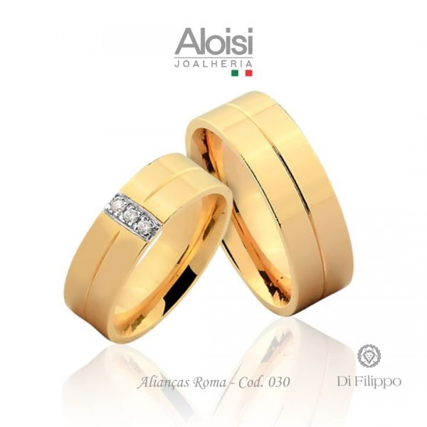 Alianças Casamento Ouro Amarelo 18k - Roma -Di Filippo