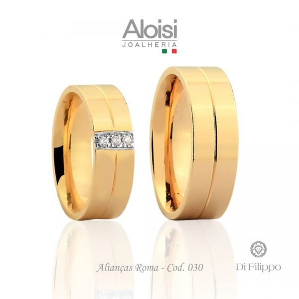 Alianças Casamento Ouro Amarelo 18k - Roma -Di Filippo