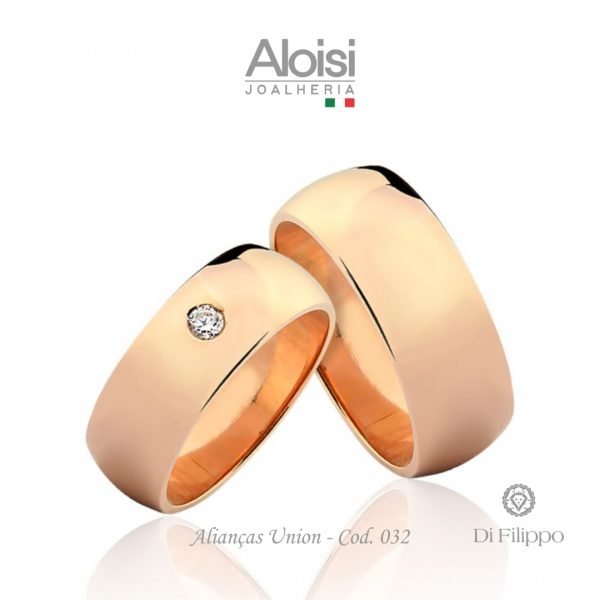Alianças Casamento Ouro Rosé 18k -Union - Di Filippo